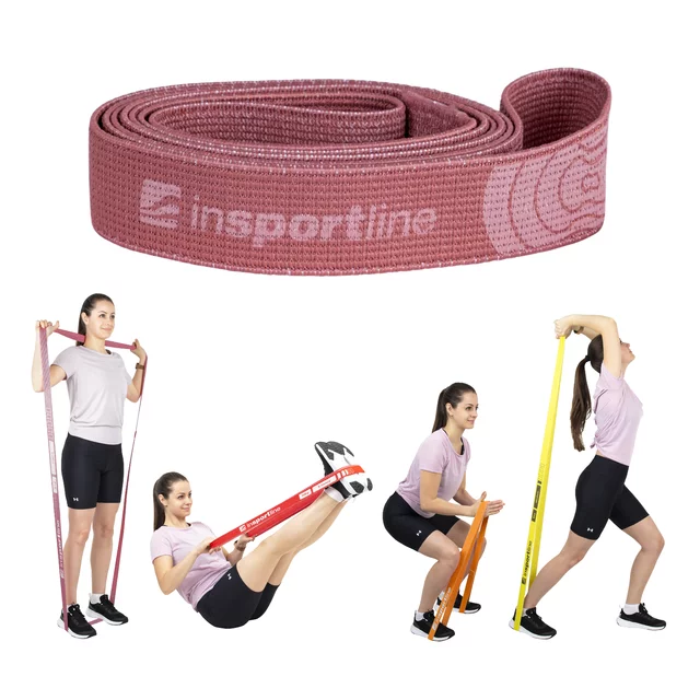 Guma oporowa, opaska do ćwiczeń inSPORTline Rand Strong ∙ opór 8 kg ∙ długość 208 cm - Pomarańczowy - brownie wiśniowe