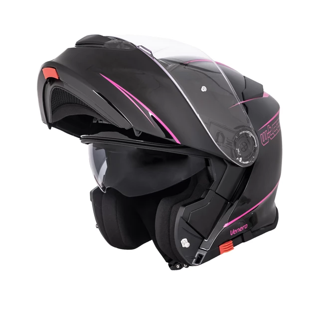 Kask motocyklowy szczękowy z blendą W-TEC Venero - Błyszczący biały
