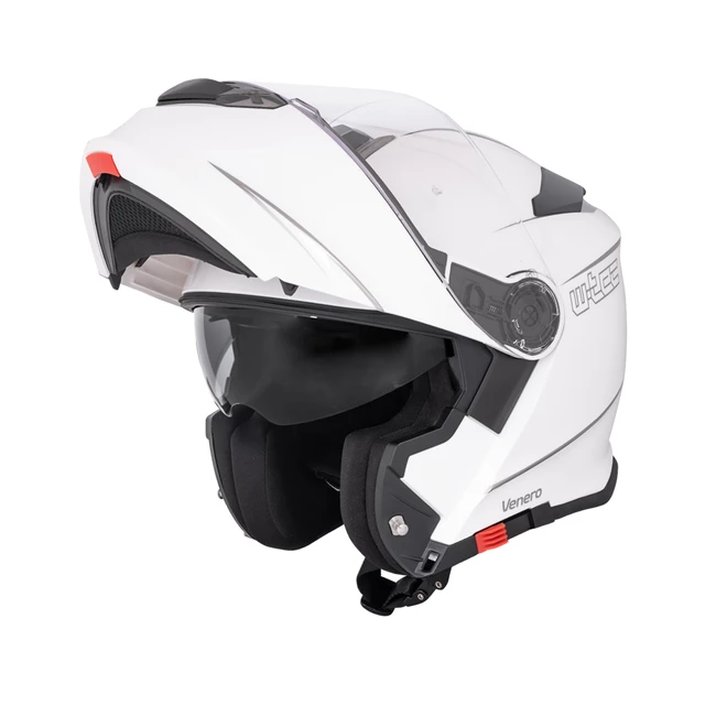 Kask motocyklowy szczękowy z blendą W-TEC Venero - Błyszczący biały