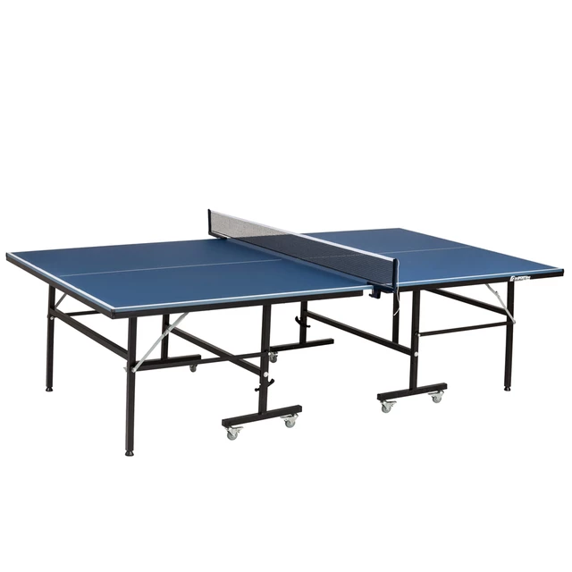 Wzmacniany stół do ping-ponga inSPORTline Pinton ∙ płyta MDF 15 mm ∙ szybkie składanie ∙ 8 kół z hamulcem ∙ siatka w zestawie - Czarny - Niebieski