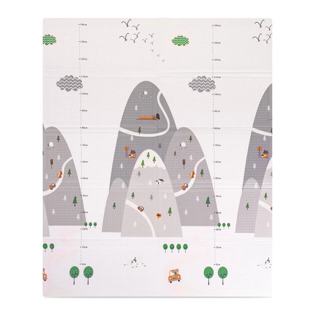 Składana mata dla dziecka inSPORTline Michlino 180x160x1,2 cm ∙ z motywem ∙ pianka XPE ∙ antypoślizgowa ∙ certyfikat EN 71 ∙ torba w zestawie - Miasto/Wieloryby