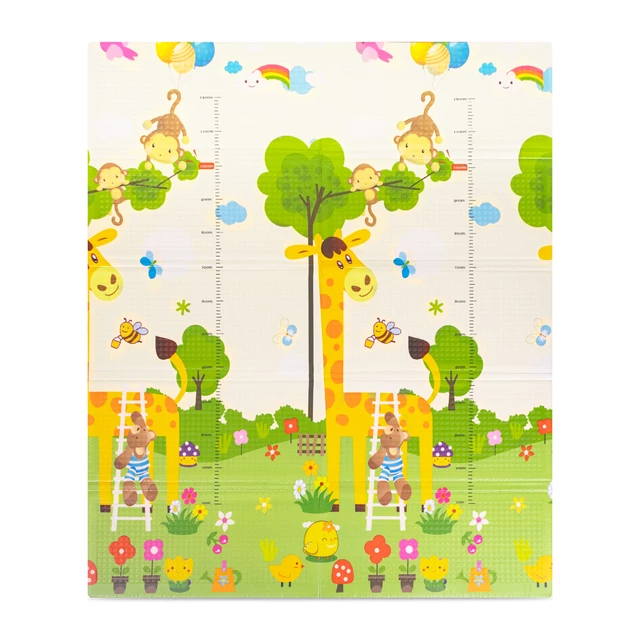 Składana mata dla dziecka inSPORTline Michlino 180x160x1,2 cm ∙ z motywem ∙ pianka XPE ∙ antypoślizgowa ∙ certyfikat EN 71 ∙ torba w zestawie - Miasto/Wieloryby