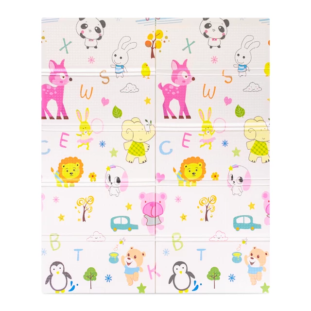 Składana mata dla dziecka inSPORTline Michlino 180x160x1,2 cm ∙ z motywem ∙ pianka XPE ∙ antypoślizgowa ∙ certyfikat EN 71 ∙ torba w zestawie - Miasto/Wieloryby