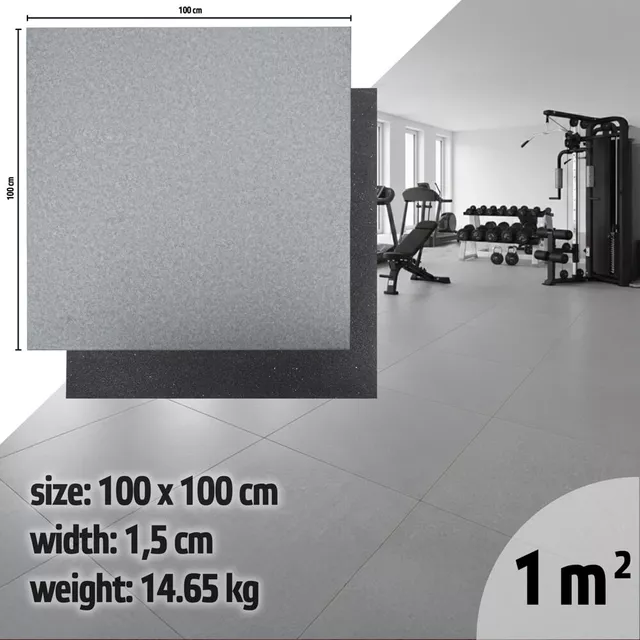 Mata ochronna inSPORTline Luxteko Flat 100x100x1,5 cm ∙ do ciężkich maszyn i hantli ∙ design drewno/marmur ∙ wysoka gęstość ∙ tłumi hałas - drewno - marmur