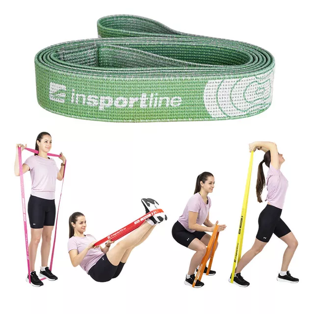 Guma oporowa do fitnessu inSPORTline Rand Light ∙ zielona ∙ opór 5 kg ∙ obwód 208 cm ∙ tekstylna ∙ ultra lekka - Zielony
