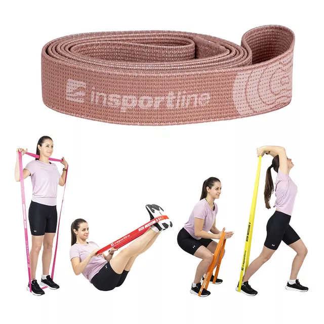 Guma oporowa do ćwiczeń inSPORTline Rand Medium ∙ obwód 208 cm, opór do 6 kg - Fluo żółty - vintage różowy