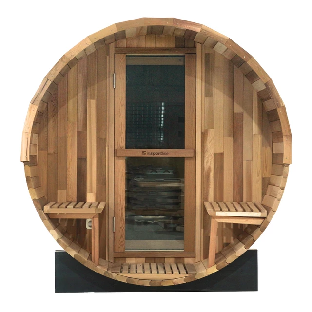 Fińska sauna beczkowa ogrodowa inSPORTline Viduor 400 ∙ drewno cedrowe ∙ piec 6 kW ∙ 4 osoby ∙ waga 420 kg
