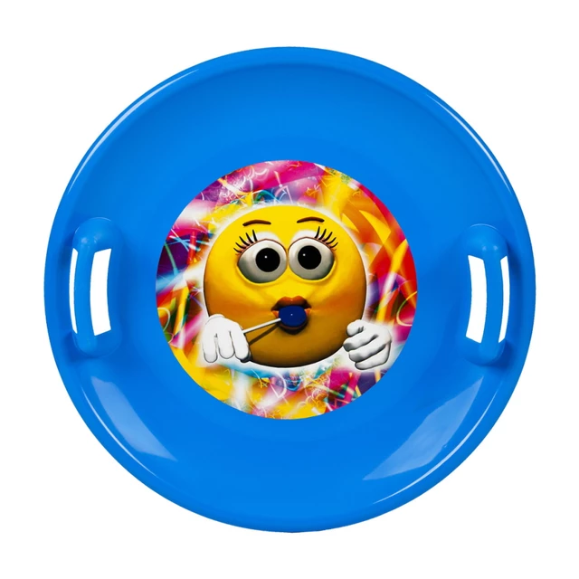 Ślizg na śnieg inSPORTline STT Jabłuszko ∙ dla dzieci ∙ nośność 50 kg ∙ utwardzony plastik - pomarańczowy potwór - niebieska dziewczyna emoji