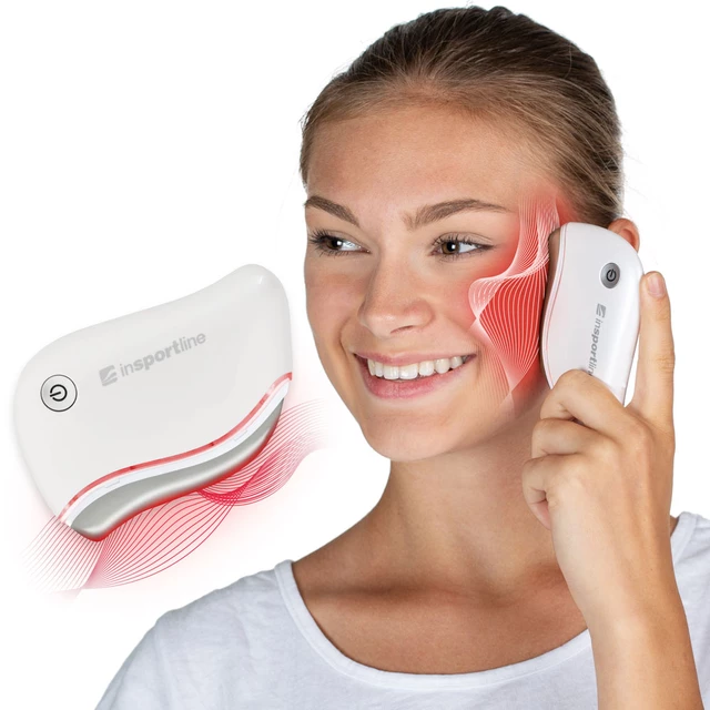 Masażer twarzy inSPORTline Lilona ∙ Gua-Sha + wibracje + LED ∙ ogrzewanie 42-46 °C ∙ 5 trybów