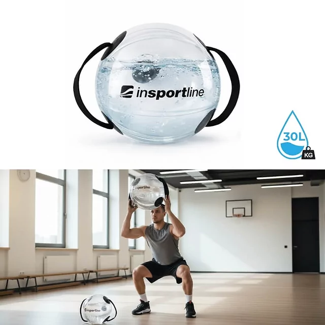 Wodna piłka obciążeniowa inSPORTline Flowball ∙ max 30 kg ∙ wypełniana wodą ∙ uchwyty