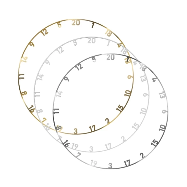 Zestaw 3 obręczy numerycznych Bull's Number Ring ∙ do tarcz sisalowych ∙ metalowe ∙ kolory: złoty/srebrny/biały