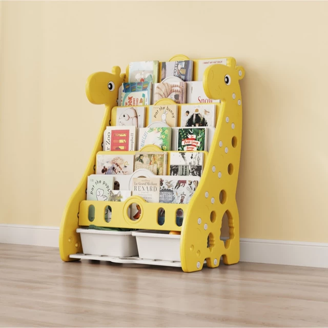 Biblioteczka dziecięca inSPORTline Girafondo ∙ regał na książki ∙ 6 poziomów ∙ nośność 30 kg ∙ HDPE ∙ zaokrąglone krawędzie ∙ regulowana - Niebieski