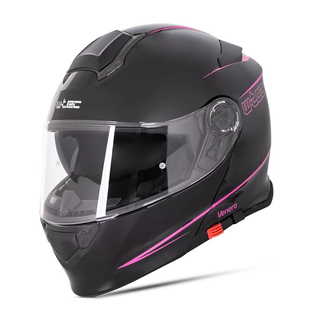 Kask motocyklowy szczękowy z blendą W-TEC Venero - Błyszczący biały