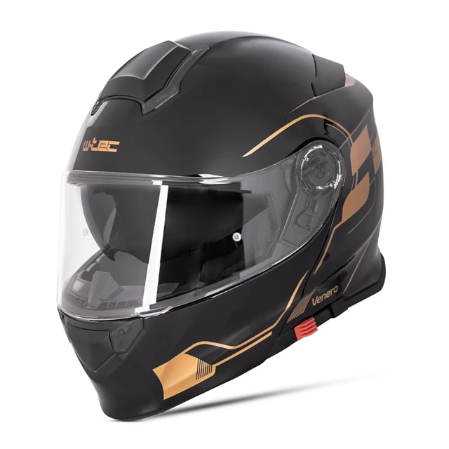Kask motocyklowy szczękowy z blendą W-TEC Venero - Błyszczący biały