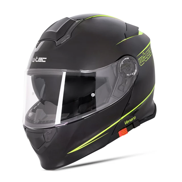 Kask motocyklowy szczękowy z blendą W-TEC Venero - Błyszczący biały