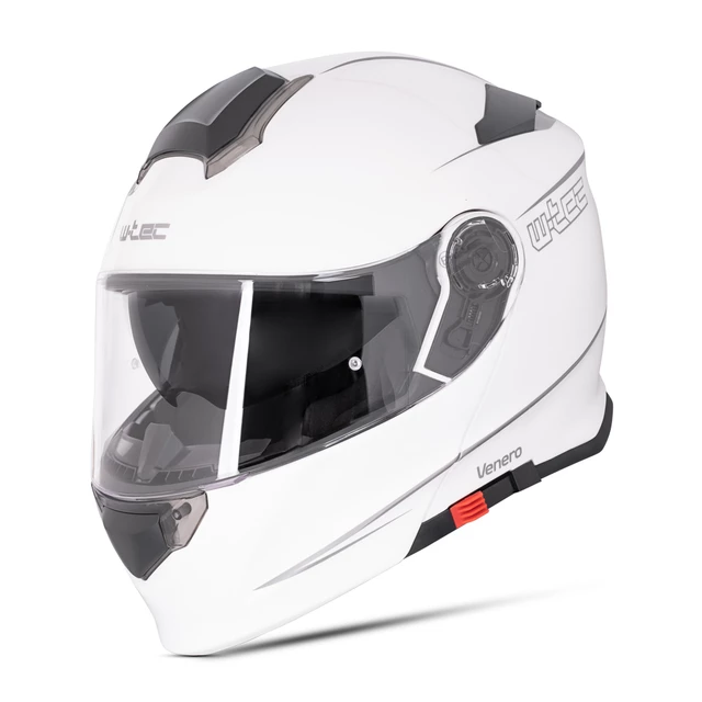 Kask motocyklowy szczękowy z blendą W-TEC Venero - Błyszczący biały