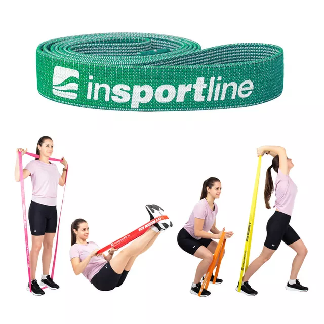 Guma oporowa inSPORTline Rand XX Strong ∙ 208×3,3 cm ∙ do ćwiczeń, rehabilitacji ∙ opór 13 kg - Szary - Ciemno-zielony
