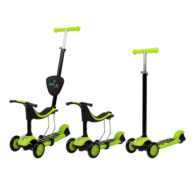 Hulajnoga trójkołowa 3w1 Worker Jaunsee różowa ∙ siodełko i prowadnik ∙ koła PU 120/100 mm ∙ waga 3,1 kg ∙ nośność 50 kg ∙ wiek 1+ - Zielony - Zielony