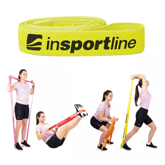 Guma oporowa do ćwiczeń inSPORTline Rand Medium ∙ obwód 208 cm, opór do 6 kg - Fluo żółty - Fluo żółty