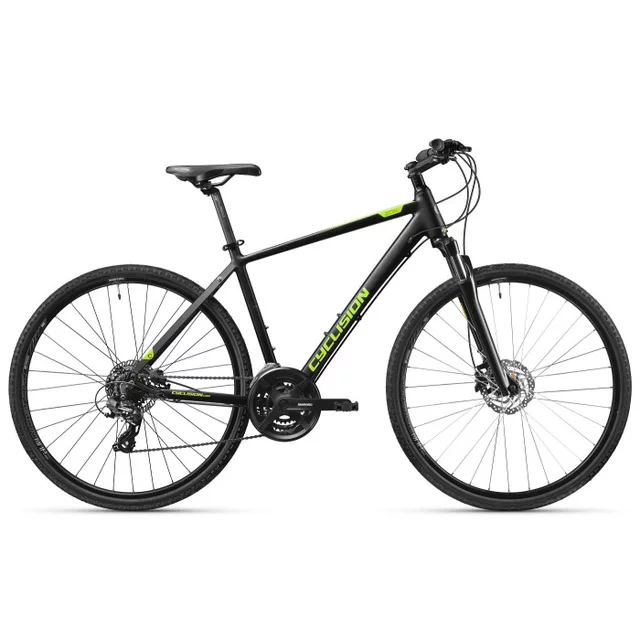 Męski rower crossowy Cyclision Zodin 4 MK-II ∙ amortyzowany widelec ∙ hamulce tarczowe hydrauliczne ∙ 21 przełożeń - Azure Steel - Midnight Lime