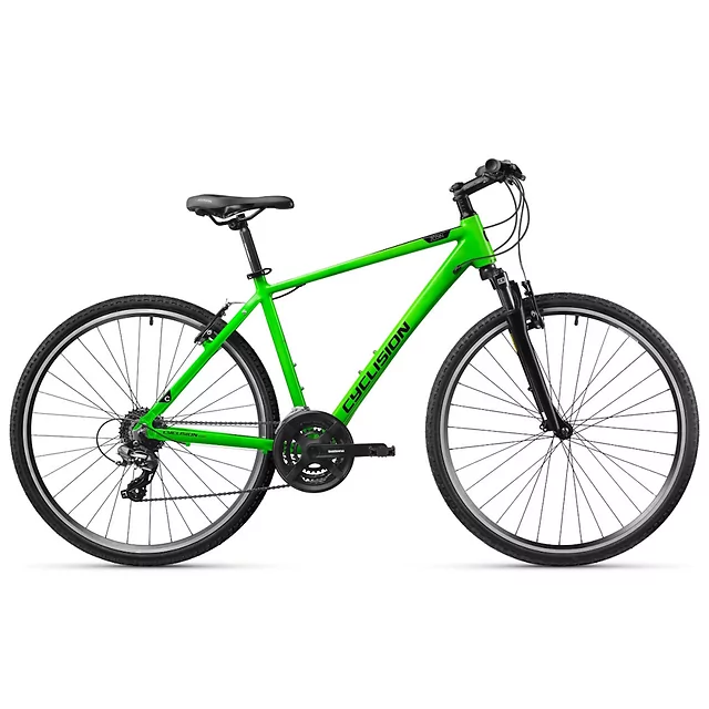 Męski rower crossowy Cyclision Zodin 5 MK-II 28" ∙ napęd Shimano 21 biegów ∙ amortyzowany widelec ∙ rama aluminiowa ∙ V-brake - Azure Steel - Sharp Green