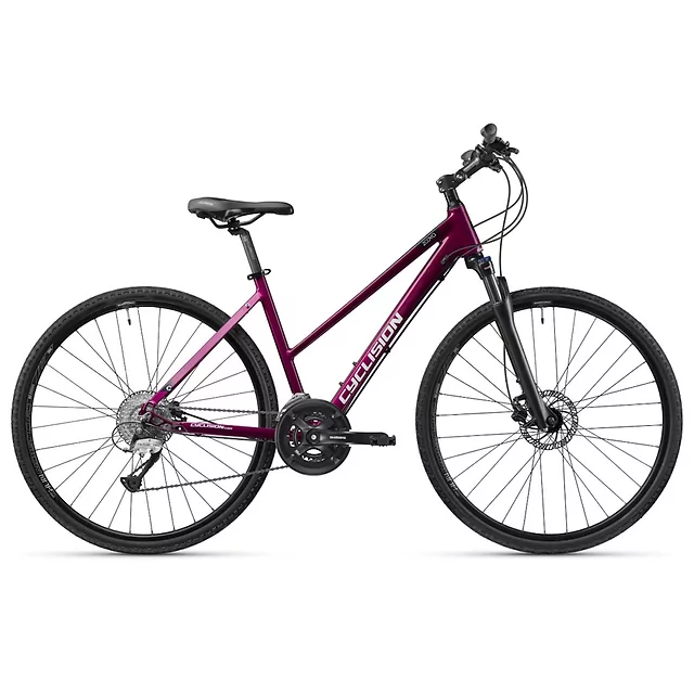 Damski rower crossowy Cyclision Zodya 3 MK-II 28" ∙ hydrauliczne hamulce Shimano ∙ amortyzowany widelec z blokadą ∙ 16 przełożeń - Blue Edge - Dark Orchid