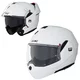Kask motocyklowy szczękowy W-TEC Sabron P/J ∙ blenda przeciwsłoneczna ∙ system wentylacji ∙ wyjmowana wyściółka - Nardo Grey - Biały