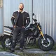 Męska skórzana kurtka motocyklowa W-TEC Hellsto - czarny z beżowo-pomarańczowym paskiem