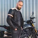 Męska skórzana kurtka motocyklowa W-TEC Hellsto - czarny z beżowo-pomarańczowym paskiem