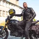 Męska skórzana kurtka motocyklowa W-TEC Makso - czarny z naszywkami