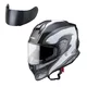 Kask motocyklowy W-TEC Integra Graphic + wizjer - Czarno-zielony - Czarno-biały