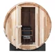 Beczkowa sauna ogrodowa inSPORTline Viduor 300 ∙ zewnętrzna z werandą ∙ dla 3 osób ∙ cedrowe drewno ∙ zestaw akcesoriów ∙ moc 6 kW